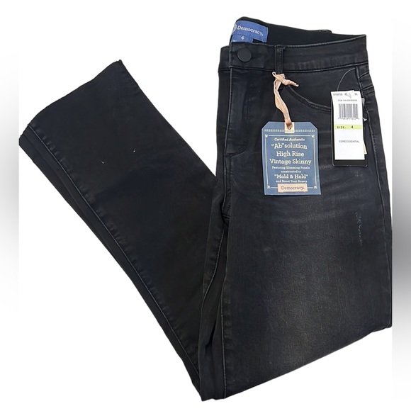 273 Democracy Black High Rise Vintage Skinny Ab Solutions Denim Jean - Picture 1 of 11